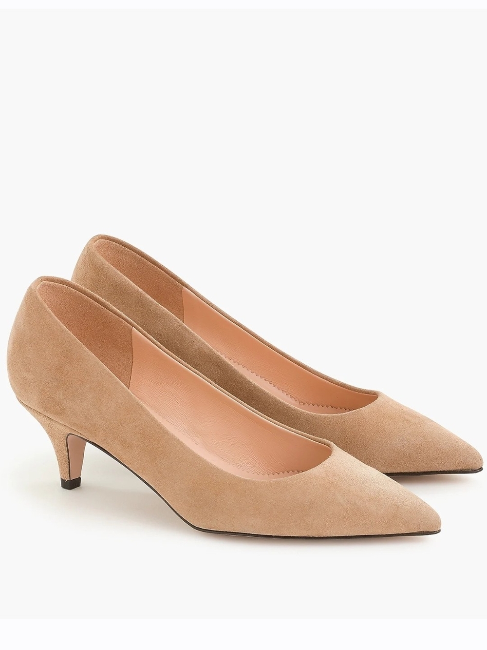 J. Crew Size 7.5 Suede Pointed-Toe Kitten Heels in Light Tan